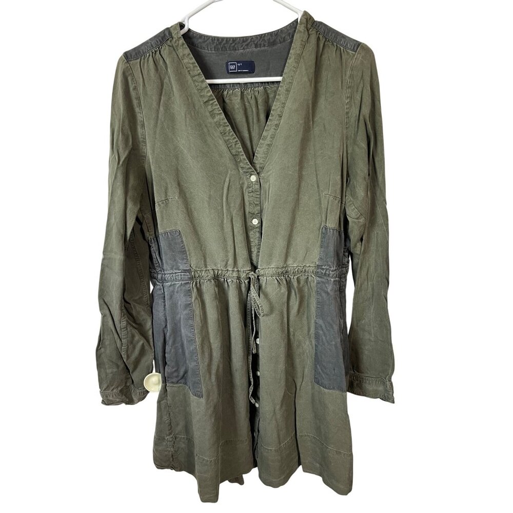 Gap Womens Olive Green Utility Tunic Dress With Pockets  Size 12T